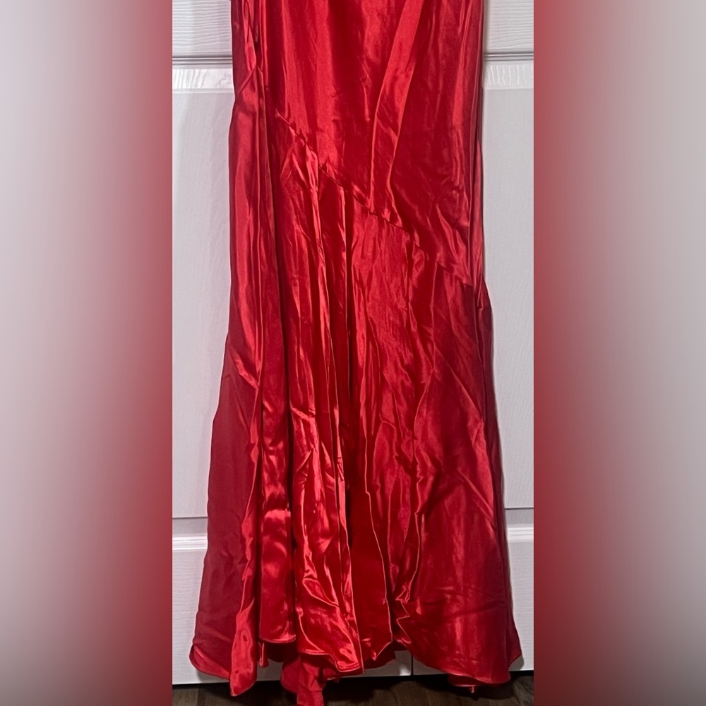 Meshki Ellison Satin Cowl Neck Gown in Red - Picture 6 of 6